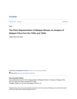 The Filmic Representation of Malayan Women: an Analysis of Malayan Films from the 1950S and 1960S