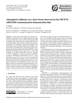 Atmospheric Influence on a Laser Beam Observed on the OICETS – ARTEMIS Communication Demonstration Link