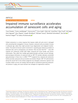 Impaired Immune Surveillance Accelerates Accumulation of Senescent Cells and Aging