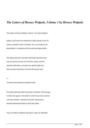 Horace Walpole's Letters