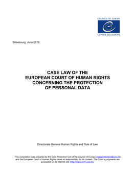 Case Law of the European Court of Human Rights Concerning the Protection of Personal Data
