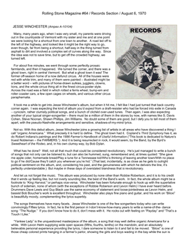 Rolling Stone Record Review 1970