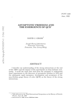 Asymptotic Freedom and the Emergence Of