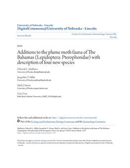 Lepidoptera: Pterophoridae) with Description of Four New Species Deborah L