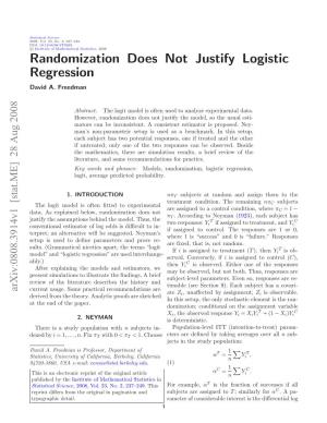Randomization Does Not Justify Logistic Regression