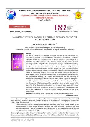 International Journal of English Language, Literature and Translation Studies (Ijelr)