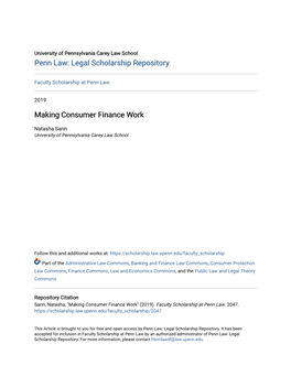 Making Consumer Finance Work