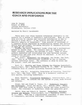 Research Implications for the Coach and Performer