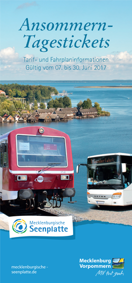 Ansommern- Tagestickets Tarif- Und Fahrplaninformationen Gültig Vom 07