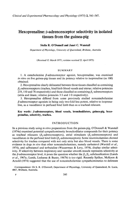 Hexoprenaline: Β-Adrenoreceptor Selectivity in Isolated Tissues from the Guinea-Pig