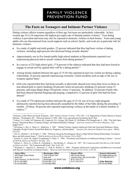 The Facts on Teenagers and Intimate Partner Violence