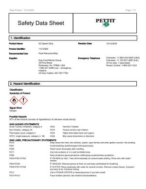 EZ Speed Strip Safety Data Sheet