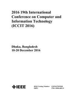 2016 19Th International Conference on Computer and Information Technology