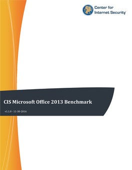 CIS Microsoft Office 2013 Benchmark