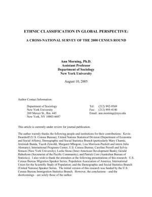 Approaches to Racial and Ethnic Classification