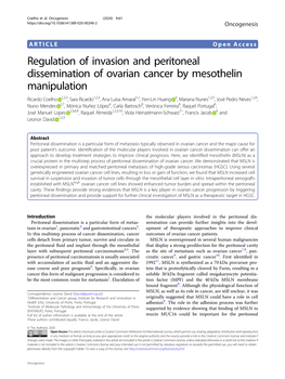 Regulation of Invasion and Peritoneal Dissemination of Ovarian Cancer By