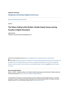 The Glass Ceiling Is Not Broken: Gender Equity Issues Among Faculty in Higher Education
