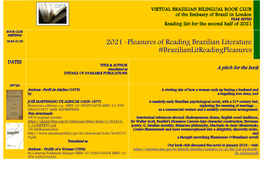 2021 -Pleasures of Reading Brazilian Literature #Brazilianlitreadingpleasures