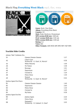 Black Flag Everything Went Black Mp3, Flac, Wma