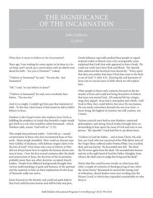 The Significance of the Incarnation