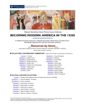 All Texts by Genre, Becoming Modern: America in the 1920S