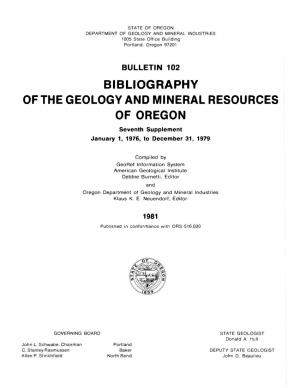 DOGAMI Bulletin 102, Bibliography of the Geology and Mineral Resources of Oregon, January 1, 1976 to December 31, 1979