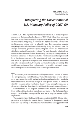 Interpreting the Unconventional U.S. Monetary Policy of 2007–09