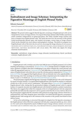 Embodiment and Image Schemas: Interpreting the Figurative Meanings of English Phrasal Verbs