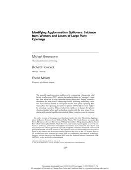 Identifying Agglomeration Spillovers: Evidence from Winners and Losers of Large Plant Openings