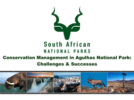 Conservation Management in Agulhas National Park: Challenges & Successes a PLACE of CONTINENTAL SIGNIFICANCE…
