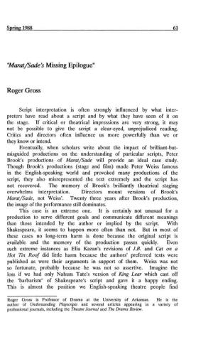Marat/Sade's Missing Epilogue"