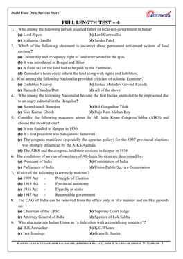 Full Length Test – 4 1