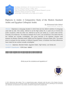 Diglossia in Arabica Comparative Study of the Modern