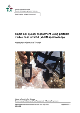 Rapid Soil Quality Assessment Using Portable Visible Near Infrared (VNIR) Spectroscopy