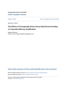 The Effects of Conceptually Driven Versus Data-Driven Encoding on Traumatic Memory Amplification