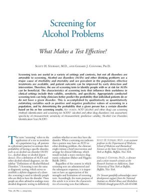 Screening for Alcohol Problems, What Makes a Test Effective?