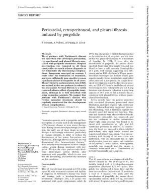 Pericardial, Retroperitoneal, and Pleural Fibrosis Induced by Pergolide