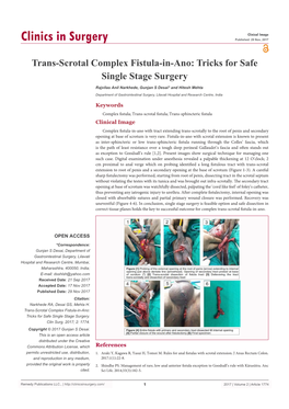 Trans-Scrotal Complex Fistula-In-Ano: Tricks for Safe Single Stage Surgery