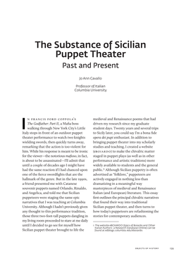 The Substance of Sicilian Puppet Theater Past and Present