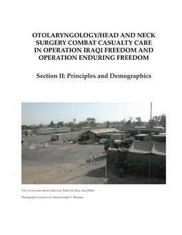 Otolaryngology/Head and Neck Surgery Combat Casualty Care in Operation Iraqi Freedom and Operation Enduring Freedom