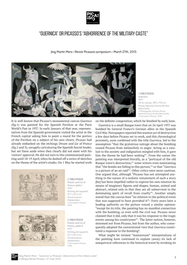 Guernica” Or Picasso’S “Abhorrence of the Military Caste”