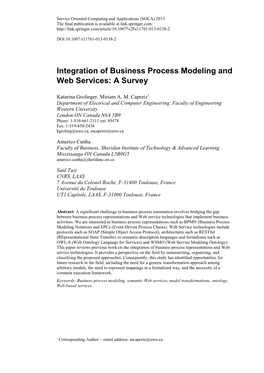 Integration of Business Process Modeling and Web Services: a Survey