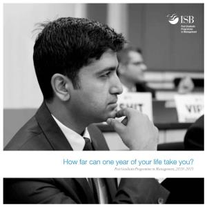 How Far Can One Year of Your Life Take You? Post Graduate Programme in Management, 2020-2021