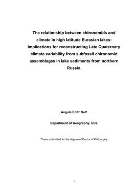 The Relationship Between Chironomids and Climate In