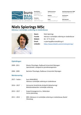 Niels Spierings Msc Adviseur Ruimtelijke Ordening En Stedenbouw