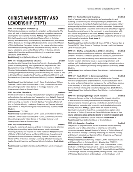 Christian Ministry and Leadership (TTPT) 1