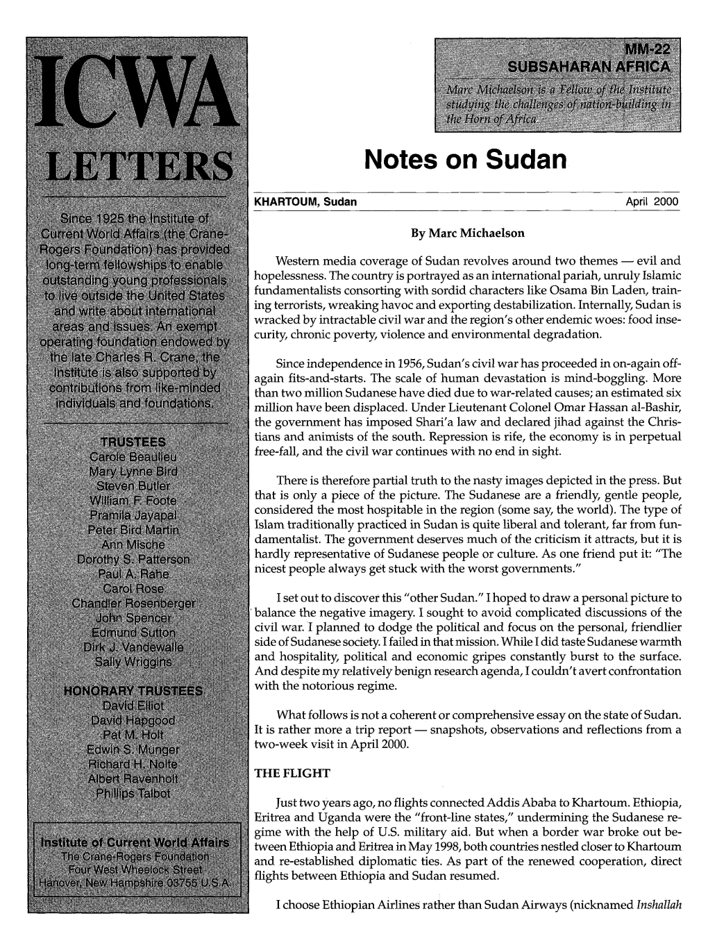 Notes on Sudan