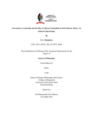 Governance, Leadership and the Rise of African Nationalism in Sub-Saharan Africa: an Ethical Critical Study