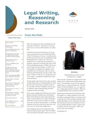 Legal Writing, Reasoning, and Research 2016 Newsletter