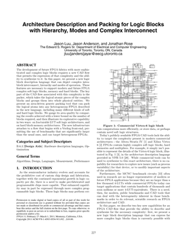 Architecture Description and Packing for Logic Blocks with Hierarchy, Modes and Complex Interconnect